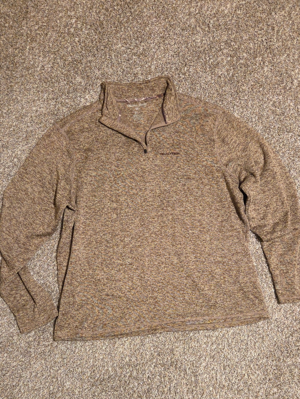 REALTREE Men's Quarter Zip Heathered Brown Pullover